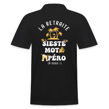 motard humour retraite sieste moto apéro - Polo Homme - noir - Dos - Kai (181cm)