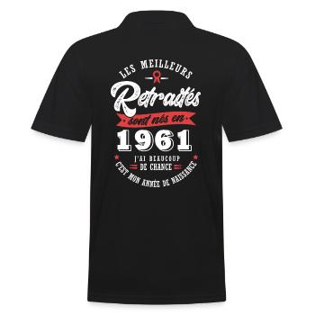 1961 anniversaire retraité né en 1961 - Polo Homme - noir - Dos - Kai (181cm)