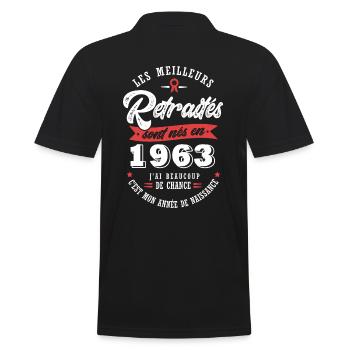 1963 anniversaire retraité né en 1963 - Polo Homme - noir - Dos - Kai (181cm)