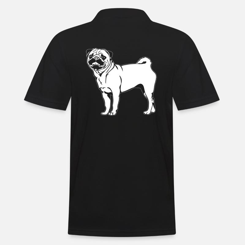 Mops lustige Hunde Hund Portrait Wilsigns - Männer Poloshirt - Schwarz