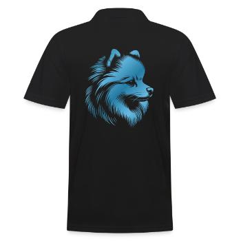 Pomeranian, Pomeranian, Dog's Head, Blue Drawing - Men's Polo Shirt - black - Back - Kai (181cm)