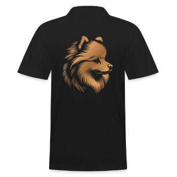 Pomeranian, Pomeranian, Dog Head Drawing bronze - Men's Polo Shirt - black - Back - Kai (181cm)