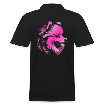 Pomeranian, Pomeranian, Dog's Head, Drawing pink - Men's Polo Shirt - black - Back - Kai (181cm)