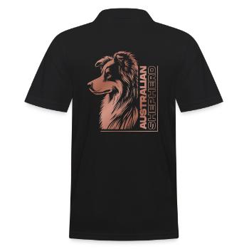 Australian Shepherd Portrait | Aussie's head rose gold - Men's Polo Shirt - black - Back - Kai (181cm)