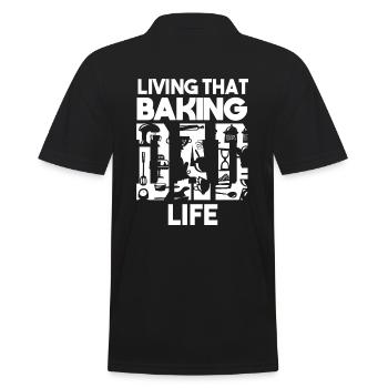 Living That Baking Dad Life Papa Bäcker - Männer Poloshirt - Schwarz - Hinten - Kai (181cm)