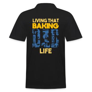 Living That Baking Dad Life Bäcker Papa - Männer Poloshirt - Schwarz - Hinten - Kai (181cm)