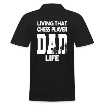 Living That Chess Player Dad Life Papa Schach - Männer Poloshirt - Schwarz - Hinten - Kai (181cm)