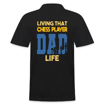 Living That Chess Player Dad Life Schach Papa - Männer Poloshirt - Schwarz - Hinten - Kai (181cm)