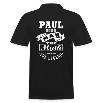 PAUL der Mann, der Mythos, Legende personalisiertes Geschenk - Männer Poloshirt - Schwarz - Hinten - Kai (181cm)