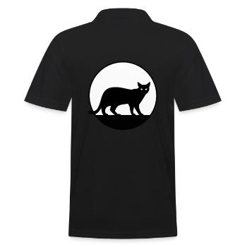Mignon Cat Motif Autocollant Tablier Coupe Chemise - Polo Homme - noir - Dos - Kai (181cm)