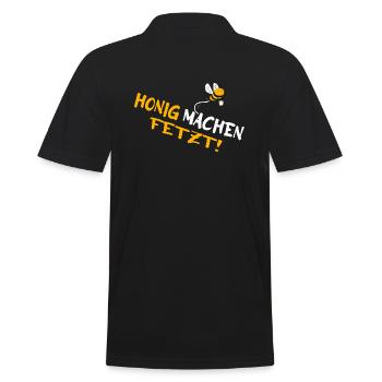 Imkerei Honigmacher "Imker macht Honig" - Männer Poloshirt - Schwarz - Hinten - Kai (181cm)