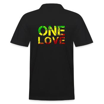 One Love - Reggea Musik - Männer Poloshirt - Schwarz - Hinten - Kai (181cm)