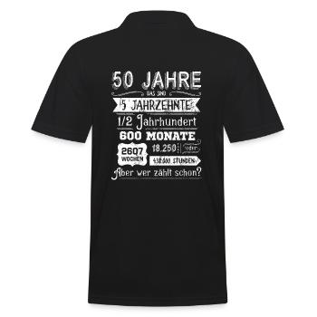 50. Geburtstag 50 Jahre rund lustig Spruch fünfzig - Männer Poloshirt - Schwarz - Hinten - Kai (181cm)