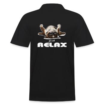 ENGLISH BULLDOG just relax bulldog Wilsigns dog - Men's Polo Shirt - black - Back - Kai (181cm)