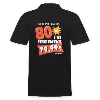 80 ans anniversaire humour 80e anniversaire - Polo Homme - noir - Dos - Kai (181cm)