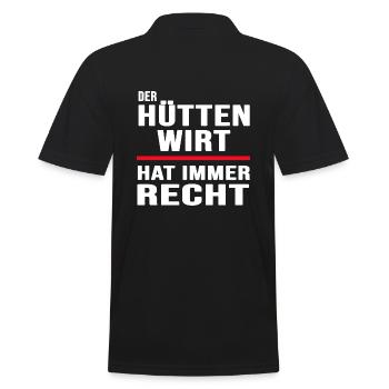 Hüttenwirt hat immer Recht Berghütte Almwirtschaft - Männer Poloshirt - Schwarz - Hinten - Kai (181cm)