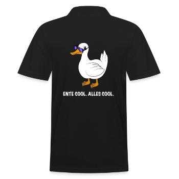 Ente cool Spruch - Männer Poloshirt - Schwarz - Hinten - Kai (181cm)