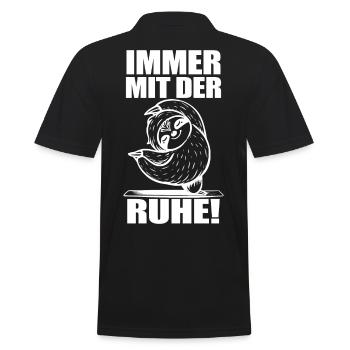 Faultier Fun Spruch - Männer Poloshirt - Schwarz - Hinten - Kai (181cm)
