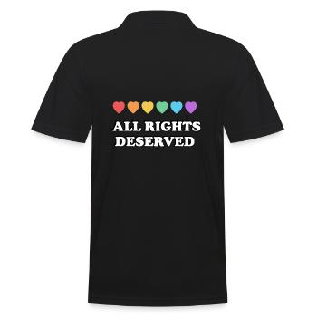 ALL RIGHTS DESERVED Rainbow Hearts LGBT PRIDE - Men's Polo Shirt - black - Back - Kai (181cm)
