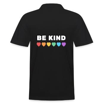 Sei freundlich Regenbogenherzen LGBT Stolz - Männer Poloshirt - Schwarz - Hinten - Kai (181cm)
