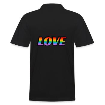 Regenbogen-Text LOVE LGBT Pride Month - Männer Poloshirt - Schwarz - Hinten - Kai (181cm)