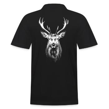 Cerf Portrait Animal sauvage Forêt Animal Cerf - Polo Homme - noir - Dos - Kai (181cm)