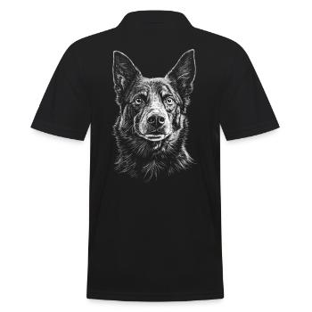 Australian Kelpie Portrait Hunde Hund - Männer Poloshirt - Schwarz - Hinten - Kai (181cm)