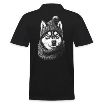 Husky bobble chapeau Sibérien Husky chien chien - Polo Homme - noir - Dos - Kai (181cm)