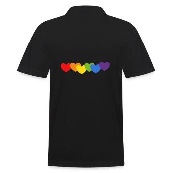 Regenbogen Herzen Pride Flagge Farben - Männer Poloshirt - Schwarz - Hinten - Kai (181cm)