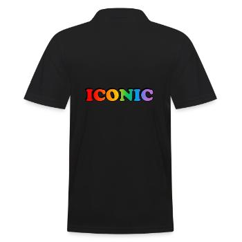 Ikonisch - Regenbogen Text LGBT Pride Gay Icon - Männer Poloshirt - Schwarz - Hinten - Kai (181cm)