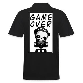 Game Over Funny Cute Gaming Panda Nerd Gambling - Men's Polo Shirt - black - Back - Kai (181cm)