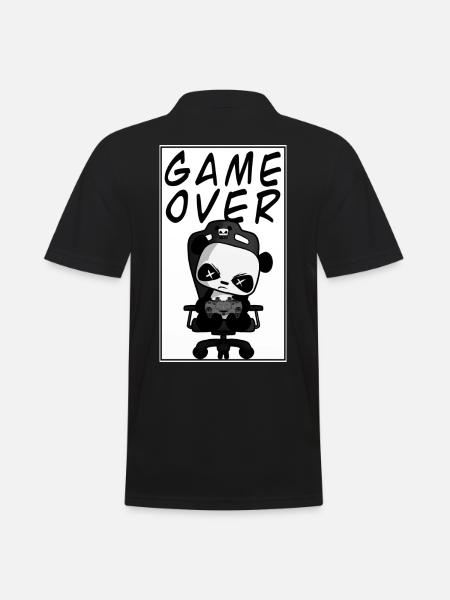 Game Over Funny Cute Gaming Panda Nerd Gambling - Men's Polo Shirt - black