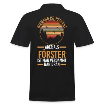 Waldarbeiter Holzfäller Waldarbeit Förster - Männer Poloshirt - Schwarz - Hinten - Kai (181cm)