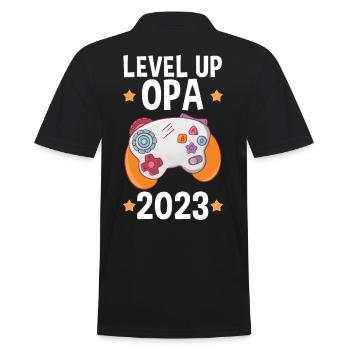 Großvater 2023 Schwanger Gamer Zocker Gaming Opa - Männer Poloshirt - Schwarz - Hinten - Kai (181cm)