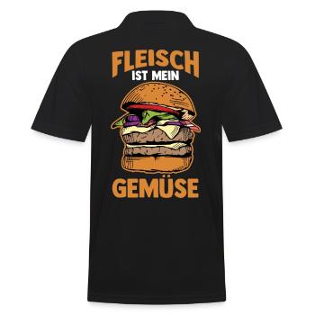 Anti Vegan - Männer Poloshirt - Schwarz - Hinten - Kai (181cm)