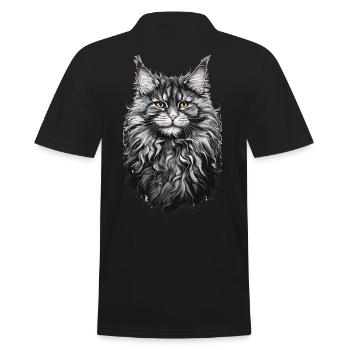 Maine-Coon-Katze Katzenliebhaber Katze Design - Männer Poloshirt - Schwarz - Hinten - Kai (181cm)