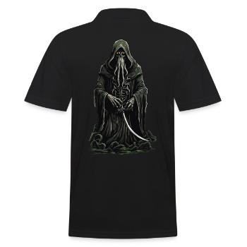 Tentacle Grim Reaper Halloween Horror Design - Men's Polo Shirt - black - Back - Kai (181cm)