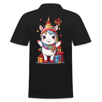 Magical Unicorn Christmas Magic Design - Men's Polo Shirt - black - Back - Kai (181cm)
