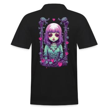 Pastel Goth Anime Gothic Girl Liebesdesign - Männer Poloshirt - Schwarz - Hinten - Kai (181cm)