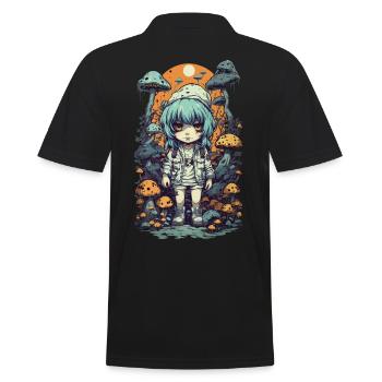 Anime Gothic Mushrooms Nature Magic Design - Men's Polo Shirt - black - Back - Kai (181cm)
