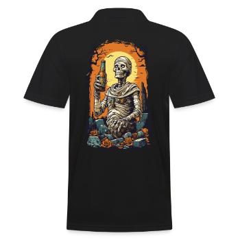Lustige Mumie Bier Halloween Retro Design - Männer Poloshirt - Schwarz - Hinten - Kai (181cm)