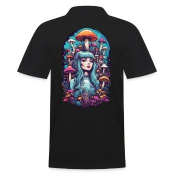Psychedelic Pastel Dream Mushrooms Festival Design - Men's Polo Shirt - black - Back - Kai (181cm)