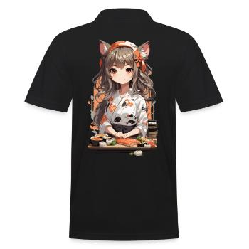 Kawaii Sushi Master Anime Girl Design - Polo Homme - noir - Dos - Kai (181cm)