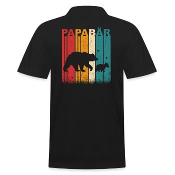 Papabär Papa bär Vatertag Retro Vintage Tiere - Männer Poloshirt - Schwarz - Hinten - Kai (181cm)
