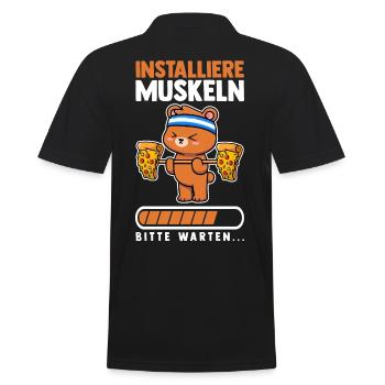 Muskeln Sport Fitness Gewichtheben Bär - Männer Poloshirt - Schwarz - Hinten - Kai (181cm)