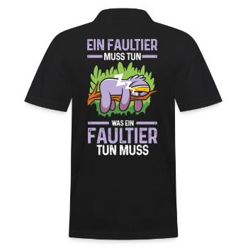 Faultier - Männer Poloshirt - Schwarz - Hinten - Kai (181cm)