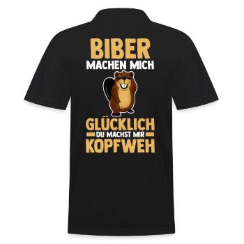 Nagetier Biberliebhaber Biber - Männer Poloshirt - Schwarz - Hinten - Kai (181cm)