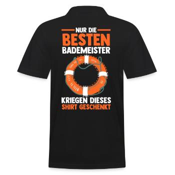Rettungsschwimmer Bademeister - Männer Poloshirt - Schwarz - Hinten - Kai (181cm)