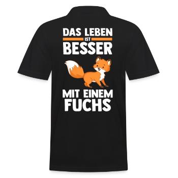 Fuchs - Männer Poloshirt - Schwarz - Hinten - Kai (181cm)