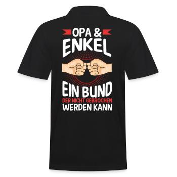 Großvater Opa und Enkel - Männer Poloshirt - Schwarz - Hinten - Kai (181cm)